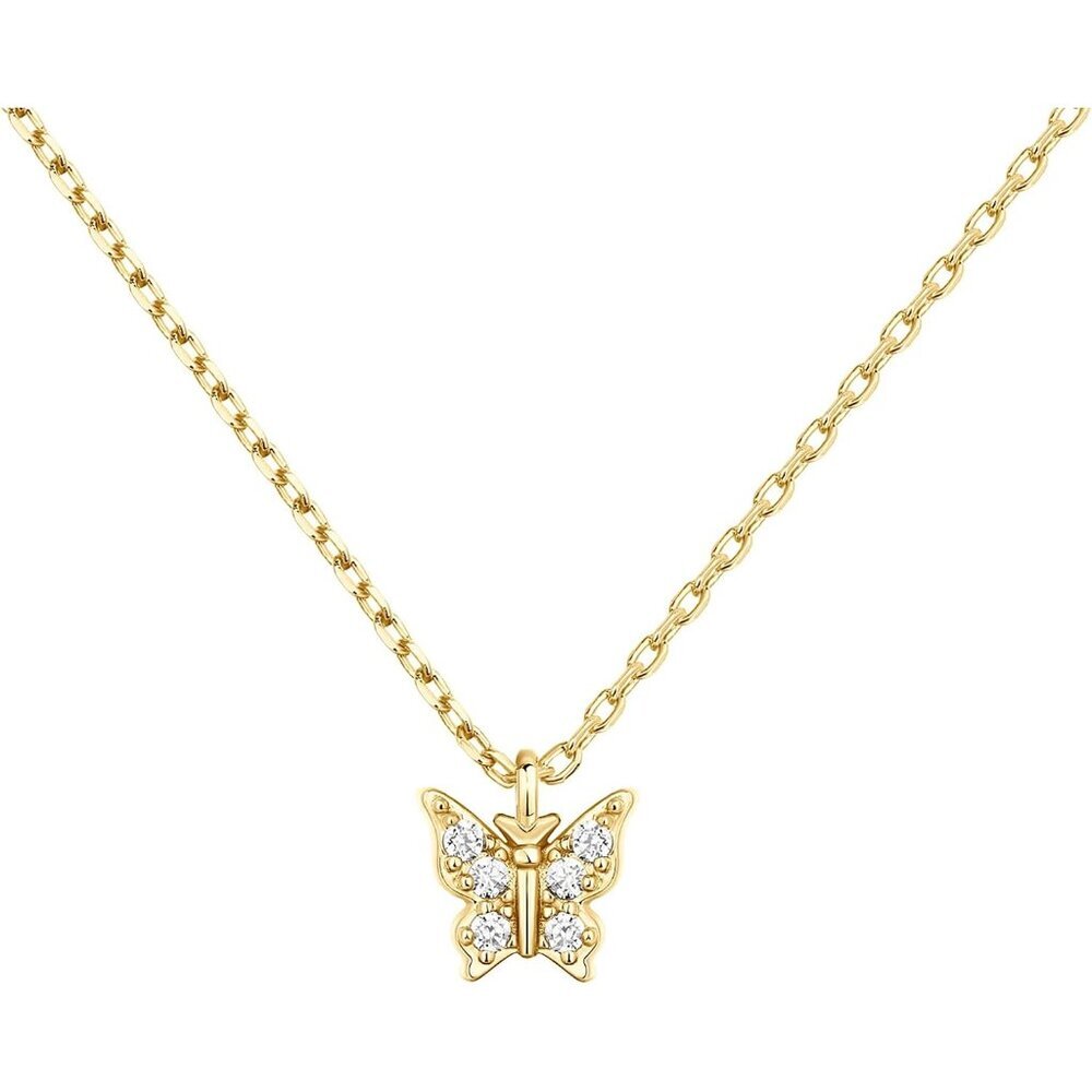 Hypoallergenic Gold Plated Necklace with Sparkling 7x8mm Butterfly Charm